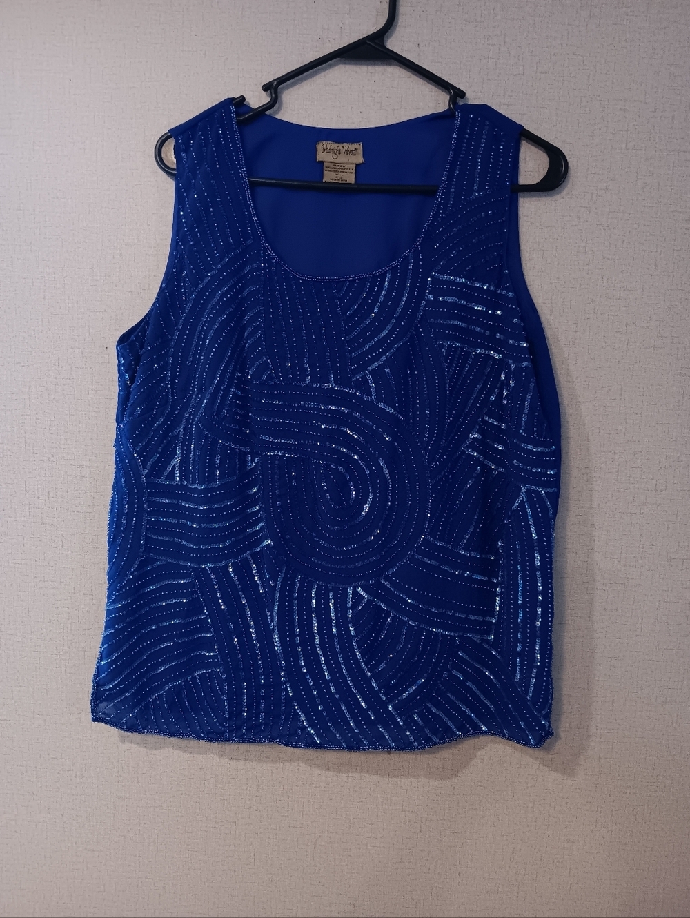 Vintage Midnight Velvet Beaded Camisole - Blue
